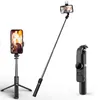 Mini trépied pliable sans fil bluetooth selfie stick avec obturateur de lumière de remplissage antichoc Télécommande tout-en-un Blanc / Noir Acier inoxydable pour IOS Android