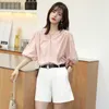 Classic V-neck Blouse Ladies Women Elegance Sweet Chic Single-breasted Lantern Sleeves Shirts White Clothes Plus Size 210601