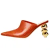 슬리퍼 여자가 뾰족한 발가락 악어 패턴 이상한 하이힐 슬링 백 신발 뮬 샌들 2 색 2021
