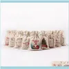 Wrap Event Festive Home Gardencotton Canvas Small Xmas Gift Många julmönster Bags Kids Candy DString Pouch Party Supplies 16*23,5cm1