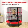 Stor trampolin 59.06INCH Runda Kids Enkelspel Net Pad Rebounder Yorte Exercise Hem Leksaker Hoppa säng Max belastning 140 kg Sport Trampoliner Barn hoppar med säker webb