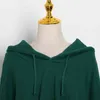 Patchwork Quaste Sweatshirt Für Frauen V-ausschnitt Langarm Mit Hoodie Hit Farbe Casual Tops Weibliche Herbst 210524