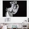 Nero Bianco Astratto Cartoon Testa di ippopotamo Tela Pittura Wall Art Poster e stampe Immagini a parete per soggiorno Senza cornice