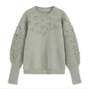 Qooth Sweater Women Loose Plain Color Long Sleeve Crochet Top Lovely Pullovers O neck Jumper Jacquard JumperQT364 210609