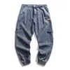 Ly Fashion Style japonais hommes jean coupe ample épissé concepteur jambe large Harem pantalon Streetwear Hip Hop Joggers Cargo pantalon