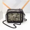 Factory wholesale women bag simple atmosphere Knitting handbag personality retro contrast leather handbags street trend Crochet chain bags