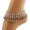 MultiLayer large visage métal Tassel Bell Pendentif Charm Anklets pour femmes Bracelets Sandales d'été Bijoux sur la chaîne de jambe de pied