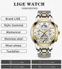 Lige 공식 매장 망 시계 탑 브랜드 럭셔리 자동 기계 비즈니스 시계 골드 시계 남자 Reloj Mecanico de Hombres 210329