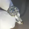 サイズ 5-10 結婚指輪高級ジュエリー 925 スターリングシルバーラウンドカットホワイトトパーズ CZ ダイヤモンド宝石パーティーエタニティモアッサナイト女性婚約バンドリングギフト