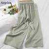 Neploe High Waist Hip Elastyczny spodnie Kobiety Bow Design Koreański Cukierki Kolor Szeroki Noga Pantalones Sprinng Letnie Spodnie Mujer 210423