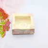 Papier Wrap Boîte-cadeau avec fenêtre Marbre rose Fête de mariage Emballage alimentaire Bonbons chocolats biscuits cadeaux emballage Boîtes à gâteaux Événement festif faveurs Fournitures Carton