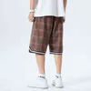 Heren Plaid Casual Shorts All-Match Elastische Taille Chic Streetwear Bermudas Classic Merk 2021 Zomer Losse Mannelijke Strand Shorts H1210