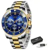 ファッション男性腕時計Ligeトップブランドの高級スポーツ時計メンズステンレス鋼の防水クォーツ時計Relojホームレ+ボックス210527