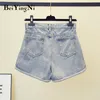 Alto Cintura Denim Shorts Mulher Vintage Moda Oversized Mamãe Calças de Jeans Verão Verão Preto Curto Feminino 210506