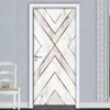 Striped marmor Vattentät självhäftande dörrklistermärke väggpapper heminredning sovrum vardagsrum kök dörr dekoration klistermärken 210317