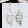 Dangle & Chandelier 2022 Women Unique Natural Big Leaf Earrings Simulated Pearls Long Trendy Jewelry Simple Drop354E