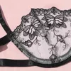 Aduloty Sexy sujetador bordado encaje ropa interior conjunto ropa de dormir ropa de dormir red gasa transparente lencería de cintura baja g-string bra traje x0526