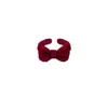 Creative Trendy Velvet Bow Band Rings for Women Vintage Blue Flocking Wine Red Open Index Finger Jewelry for Ladies Girls Gift