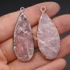 Goud / Verzilverd Echt Natuurlijke Rose Quartz Water Drop Hanger Rauwe Ruwe Roze Rock Crystal Gemstone Teardrop Charme Voor Spirituele Energie Helende Sieraden