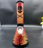 10 polegadas 26cm vidro bong misturado cor laranja crânio tabaco tubos de água fumar beaks bongs cinzeiro de cinzas de cinzas petralhador de petróleo monótono de vidro heady lanchon