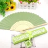 50PCS Custom Printing Wedding Fan Army Green Color Summer Party Decoration Favors Hand-made Folded Fans in Gift Box