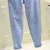 Blå Casual Höst Harem Kvinnor Jeans Loose High Waist Streetwear Pojkvän Denim Long Trousers Koreansk stil Slouchy Mom 210708