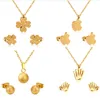 Bulk Collana con ciondolo a forma di fiore di zirconi cubici e orecchini a bottone Set in acciaio inossidabile color oro/argento per regalo di gioielli da donna ragazza