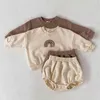 Herbst Infant Baby Jungen Mädchen Langarm Regenbogen Top + Shorts Hosen Kleidung Sets Kinder Junge Mädchen Kleidung Anzug 210521