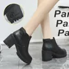 Boots Botas Женская мотоциклевая лодыжка на каблуке Платформа весенняя черная кожаная оксфордская обувь 2022 Mujer
