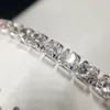 Hip Hop Link Chain 14K Biały Złoto Wypełnione 8mm Okrągły Diament Malowanie Pełne Bransoletki Dla Kobiet Mężczyzn Luksusowa Kamień Bransoletka Handmade Biżuteria