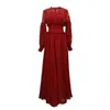 Yosimi Summer Chiffon длинные женские платья красный стенд шеи рукав старинные максимальные империи розовые дамы партия лодыжки 210604