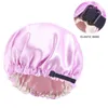 Double Layer Kids Bonnet Silky Satin Kids Cap Justerbar Girl's Wide Elastic Band Solid Night Sleep Hattar med osynlig knapp