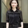 Yarım Kollu Gömlek Kadın Şifon Yaz Yeni Moda Mizaç Resmi Bluzlar Ofis Bayanlar Artı Boyutu Çalışma Tops 210317