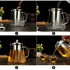 350 550 750 950ml borosilikat cam çaydanlık ısıya dayanıklı kare infüzer filtre süt oolong saksı 210813238e