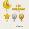 27 sztuk / zestaw Eid Mubarak Balony Helu Latex Balon Balon Rocznica Party Dekoracji Globo Aid Mubarak Decoration 210925