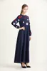 New women's embroidered large hem slim Muslim dress Arab robe