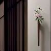 Nordic Handmade Solid Wood Wall Vase Hydroponic Flower Plant Pot Bonsai Glass Bottle Home Bar Restaurant Decor Entrance Ornament 211215