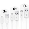 High Speed ​​1M 2M 3M Type C USB C Micro V8 Charger Cable för Samsung S8 S10 S20 S21 Huawei PC Mp3 Cord Line White Black