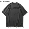 Gonthwid Hip Hop Tees Gömlek Streetwear Yaratıcı Maskeleri Baskı Kısa Kollu Tişörtleri Harajuku Punk Rock Gotik T-Shirt Casual Tops C0315