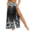 Harem Calças Slit Largo Perna Yoga Calças Palazzo Casual Beach Boho Hippie Calças Para As Mulheres H1221