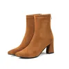 Moda Tornozelo Elástico Sock Botas Chunky High Saltos Estiramento Mulheres Outono Outono Sexy Botinhas Ponto Ponto Tee Bomba de Bomba 32-44 Y0914