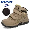 Bona Designers High Top Footwear Zimowe Dzieci Śnieg Narciarstwo Wycieczki Moda Szkoła Noszenie Buty Dzieci Pluszowe Ciepłe Buty 211108