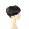 Pixie Cut Wig Virgin Indian Machine Wig İnsan Saçı Kısa Bob Yapamam Afrikalı Amerikalı Kadınlar için Dantel Ön Peruk 2140