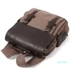 Genuine Leather Canvas Backpack Vintage School Backpack College Rucksack Unisex 15.6" Laptop Bag, Four Colors 2021