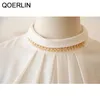 Bloups feminina camisas Qoerlin ol Style Ladies Temperamental Solid White Shirt Top Korean Fashion Stand Collar Slave Workwear