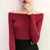 Computer Knitted Women Sweaters Winter Tops Slash Neck Pullovers Long Sleeve Office Lady Sweater 5223 50 210508