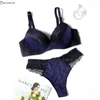 NXY Sexy SetBeauwear 38D-48D Big Cup Plus Size Dessous Set Print Floral Spitzenunterwäsche für Frauen Sexy gepolsterter Form-BH 1127