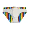 Men's Swimwear Push-up Swimming Briefs Rainbow Tie-Dye Endurance Swimsuit Mens New Hot Print Body Beach Wear Bikini Sport Swimwear Pad Quick Dry Striped