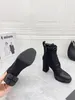 Triângulo fivela salto alto esportes botas zíper cinta design contraste cor costura de couro britânico grosso shoes soled