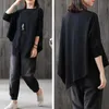 Korean Loose Casual Bat Sleeve Solid Top Blouse Asymmetry Shirt Autumn Plus Size Wild Thin Irregular Shirts Tops Women 12740 210528